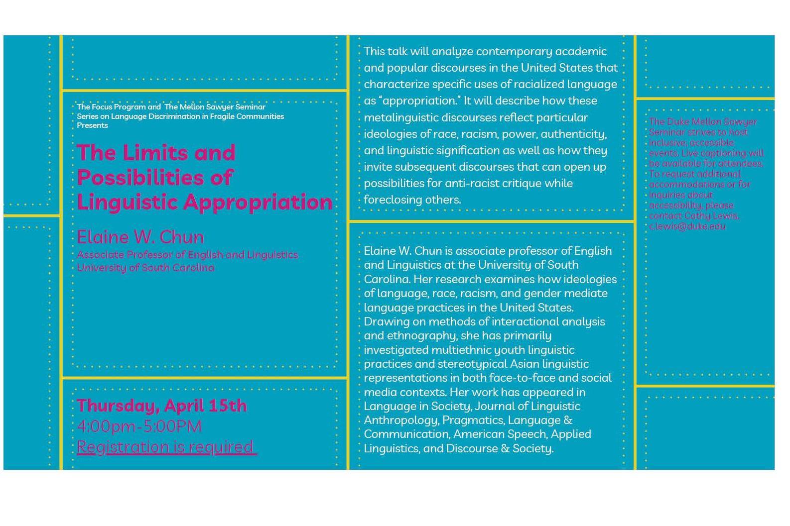 Elaine Chun flyer image